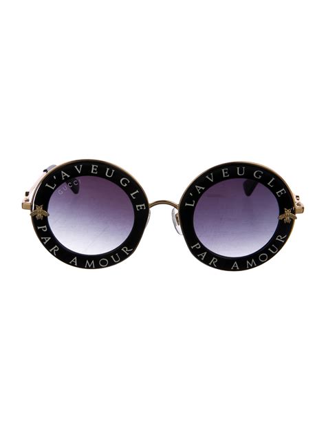 lunettes gucci l'aveugle par amour|GUCCI Metal L'Aveugle Par Amour Round Frame Sunglasses .